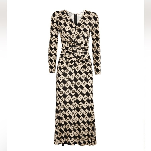 DVF Diane Von Furstenberg Timmy Midi Dress Chain Geometric Print - Picture 3 of 14